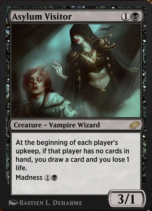 Asylum Visitor, carta Magic di tipo Creature — Vampire Wizard illustrata da Bastien L. Deharme