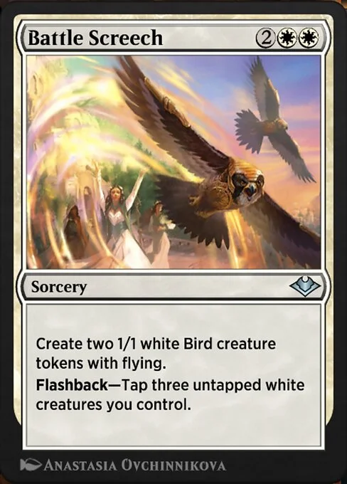 Battle Screech, carta Magic di tipo Sorcery illustrata da Anastasia Ovchinnikova