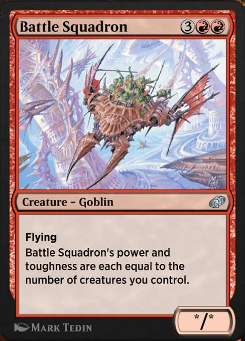 Battle Squadron, carta Magic di tipo Creature — Goblin illustrata da Mark Tedin