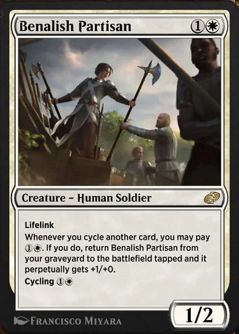 Benalish Partisan, carta Magic di tipo Creature — Human Soldier illustrata da Francisco Miyara