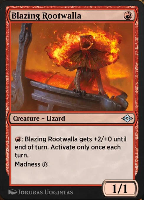 Blazing Rootwalla, carta Magic di tipo Creature — Lizard illustrata da Jokubas Uogintas