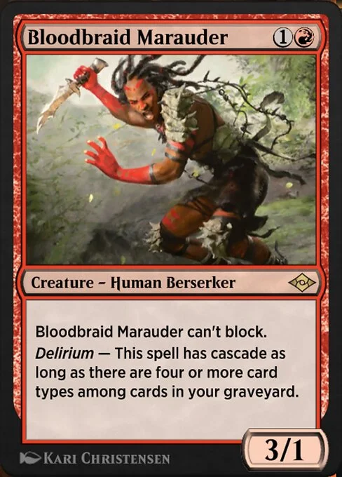 Bloodbraid Marauder, carta Magic di tipo Creature — Human Berserker illustrata da Kari Christensen