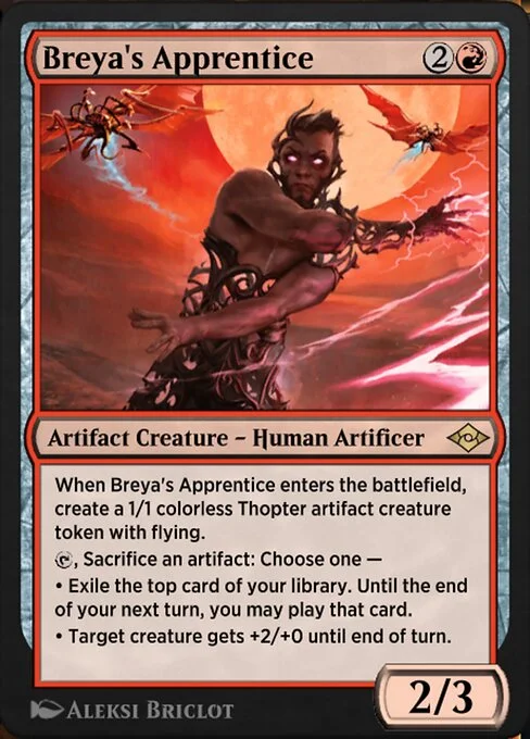 Breya's Apprentice, carta Magic di tipo Artifact Creature — Human Artificer illustrata da Aleksi Briclot