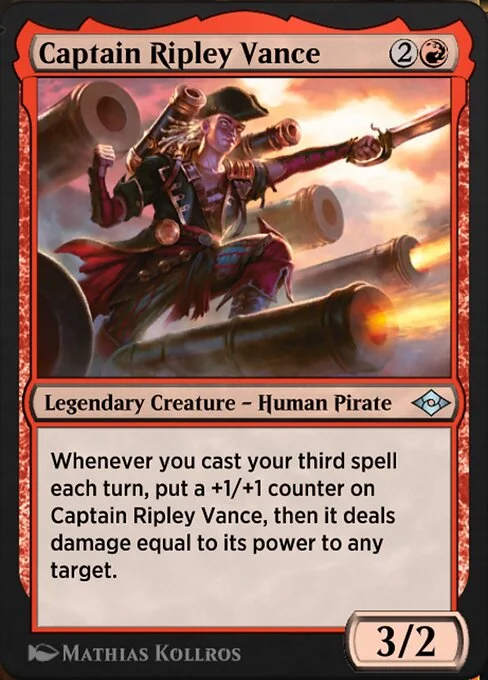 Captain Ripley Vance, carta Magic di tipo Legendary Creature — Human Pirate illustrata da Mathias Kollros