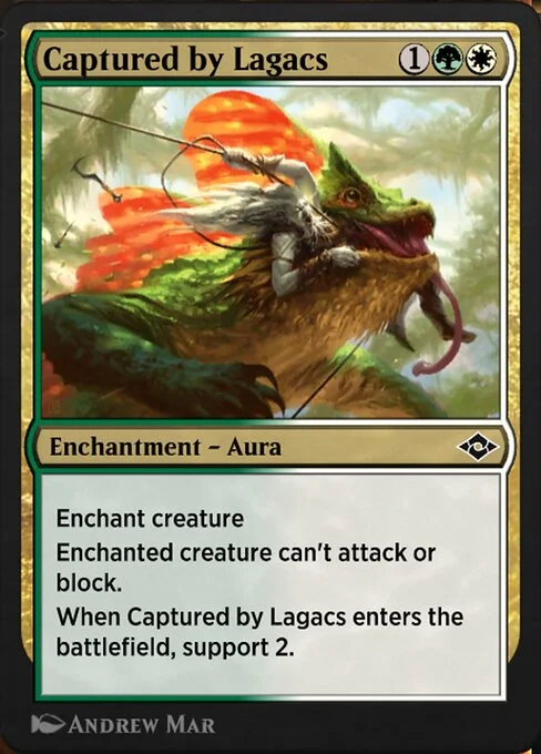 Captured by Lagacs, carta Magic di tipo Enchantment — Aura illustrata da Andrew Mar