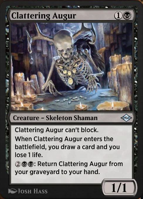Clattering Augur, carta Magic di tipo Creature — Skeleton Shaman illustrata da Josh Hass