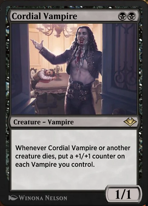 Cordial Vampire, carta Magic di tipo Creature — Vampire illustrata da Winona Nelson