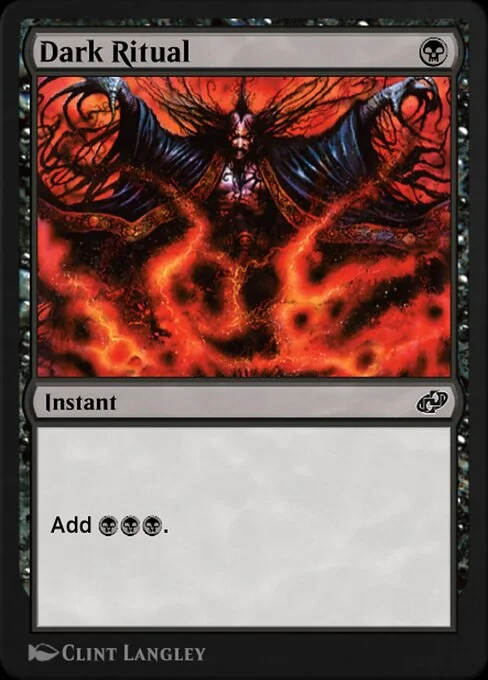 Dark Ritual, carta Magic di tipo Instant illustrata da Clint Langley