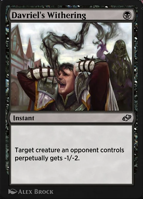 Davriel's Withering, carta Magic di tipo Instant illustrata da Alex Brock