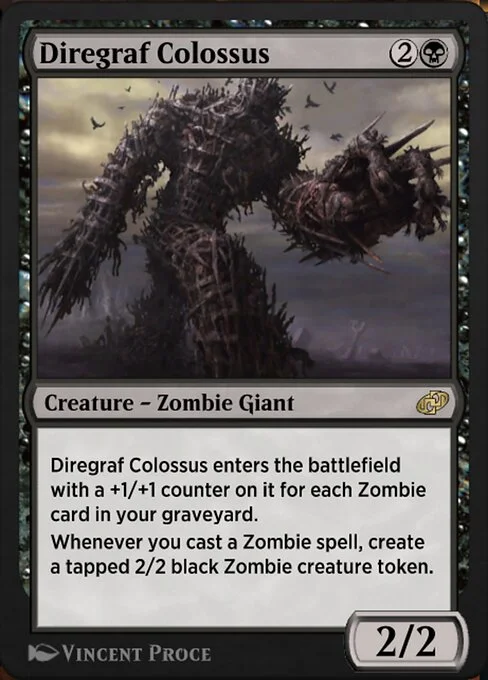 Diregraf Colossus, carta Magic di tipo Creature — Zombie Giant illustrata da Vincent Proce