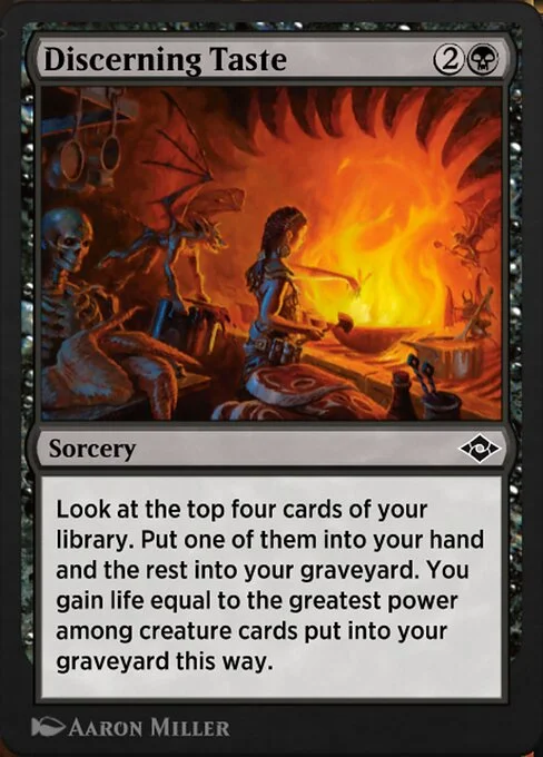 Discerning Taste, carta Magic di tipo Sorcery illustrata da Aaron Miller