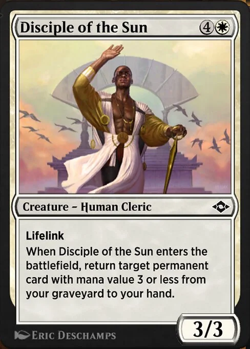 Disciple of the Sun, carta Magic di tipo Creature — Human Cleric illustrata da Eric Deschamps