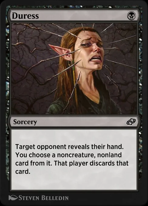 Duress, carta Magic di tipo Sorcery illustrata da Steven Belledin