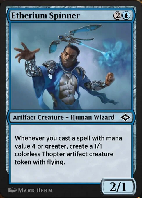 Etherium Spinner, carta Magic di tipo Artifact Creature — Human Wizard illustrata da Mark Behm