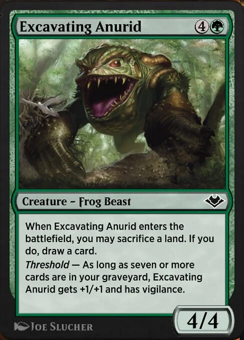 Excavating Anurid, carta Magic di tipo Creature — Frog Beast illustrata da Joe Slucher