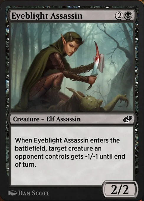 Eyeblight Assassin, carta Magic di tipo Creature — Elf Assassin illustrata da Dan Murayama Scott