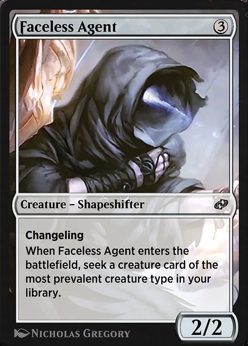 Faceless Agent, carta Magic di tipo Creature — Shapeshifter illustrata da Nicholas Gregory