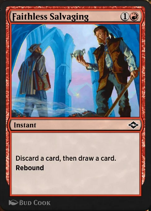 Faithless Salvaging, carta Magic di tipo Instant illustrata da Bud Cook
