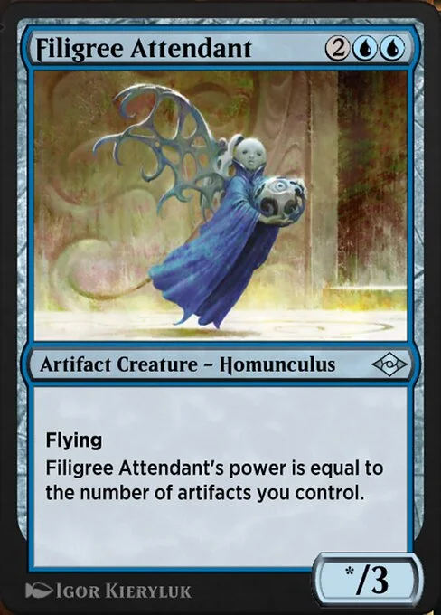 Filigree Attendant, carta Magic di tipo Artifact Creature — Homunculus illustrata da Igor Kieryluk