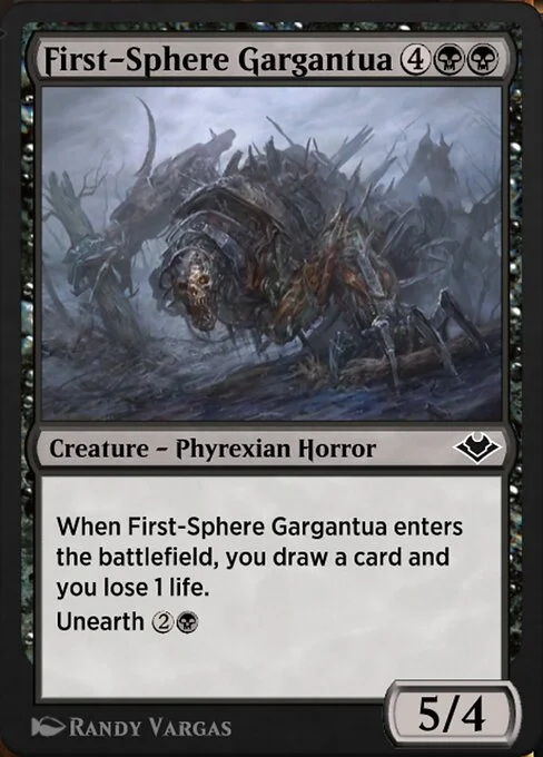 First-Sphere Gargantua, carta Magic di tipo Creature — Phyrexian Horror illustrata da Randy Vargas