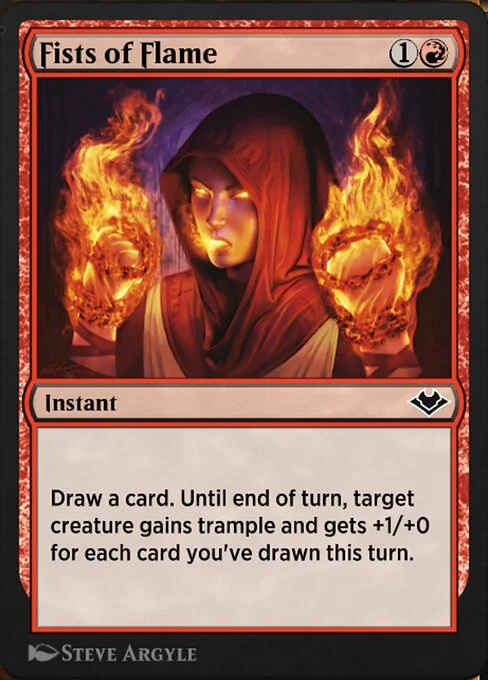 Fists of Flame, carta Magic di tipo Instant illustrata da Steve Argyle
