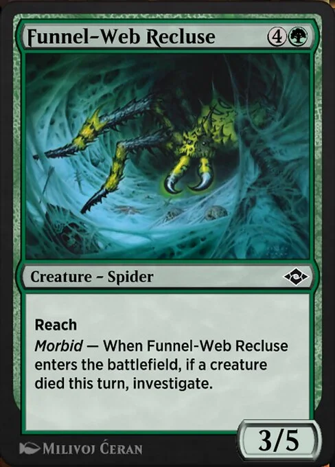 Funnel-Web Recluse, carta Magic di tipo Creature — Spider illustrata da Milivoj Ćeran
