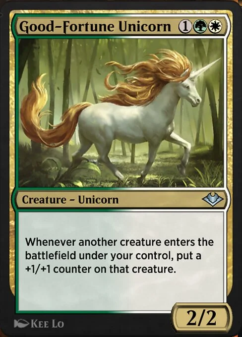 Good-Fortune Unicorn, carta Magic di tipo Creature — Unicorn illustrata da Kee Lo