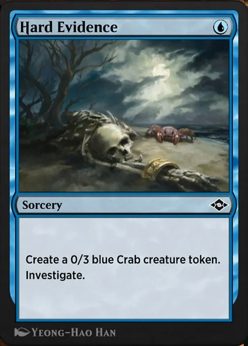 Hard Evidence, carta Magic di tipo Sorcery illustrata da Yeong-Hao Han