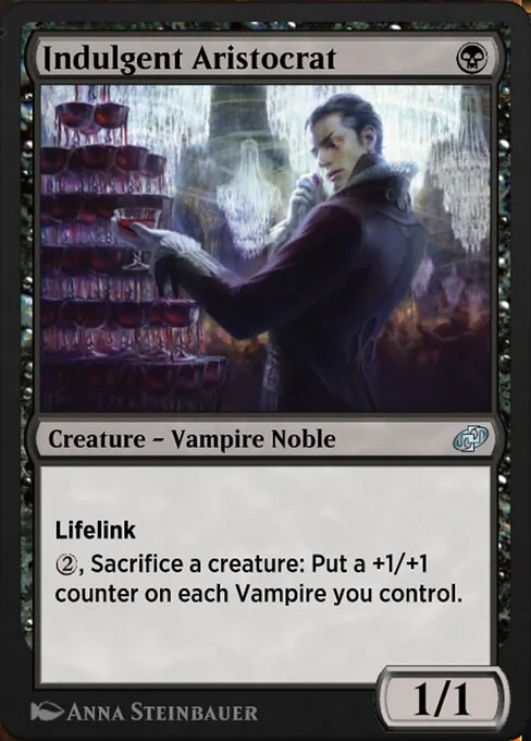 Indulgent Aristocrat, carta Magic di tipo Creature — Vampire Noble illustrata da Anna Steinbauer