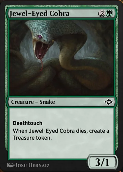 Jewel-Eyed Cobra, carta Magic di tipo Creature — Snake illustrata da Josu Hernaiz