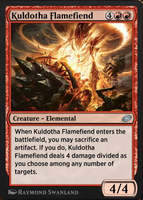 Kuldotha Flamefiend, carta Magic di tipo Creature — Elemental illustrata da Raymond Swanland