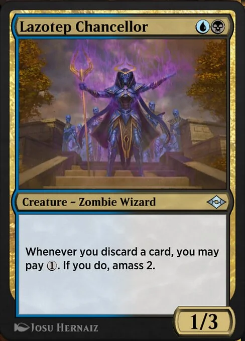 Lazotep Chancellor, carta Magic di tipo Creature — Zombie Wizard illustrata da Josu Hernaiz