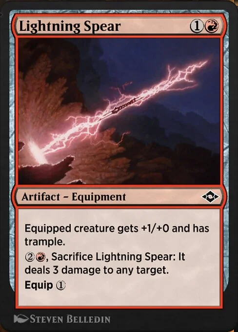 Lightning Spear, carta Magic di tipo Artifact — Equipment illustrata da Steven Belledin