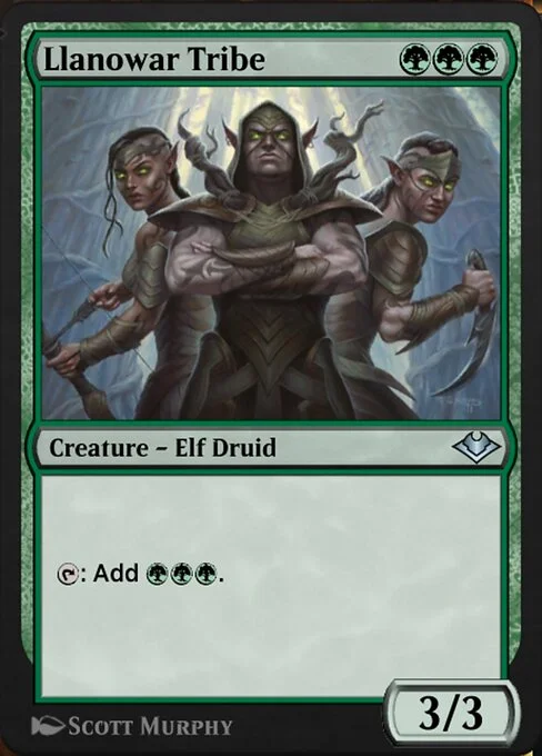 Llanowar Tribe, carta Magic di tipo Creature — Elf Druid illustrata da Scott Murphy