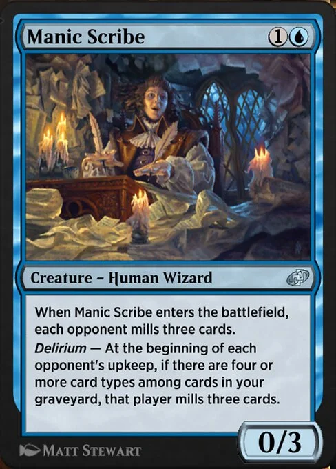 Manic Scribe, carta Magic di tipo Creature — Human Wizard illustrata da Matt Stewart