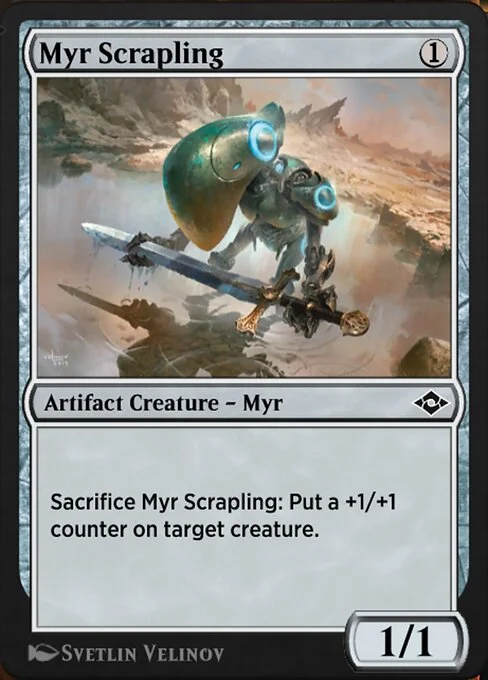 Myr Scrapling, carta Magic di tipo Artifact Creature — Myr illustrata da Svetlin Velinov