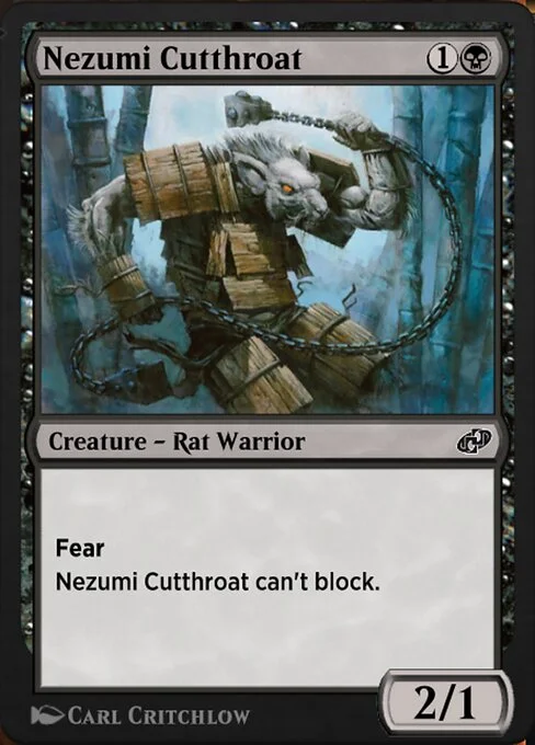 Nezumi Cutthroat, carta Magic di tipo Creature — Rat Warrior illustrata da Carl Critchlow