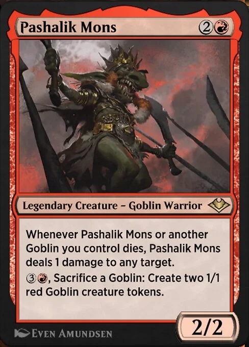 Pashalik Mons, carta Magic di tipo Legendary Creature — Goblin Warrior illustrata da Even Amundsen