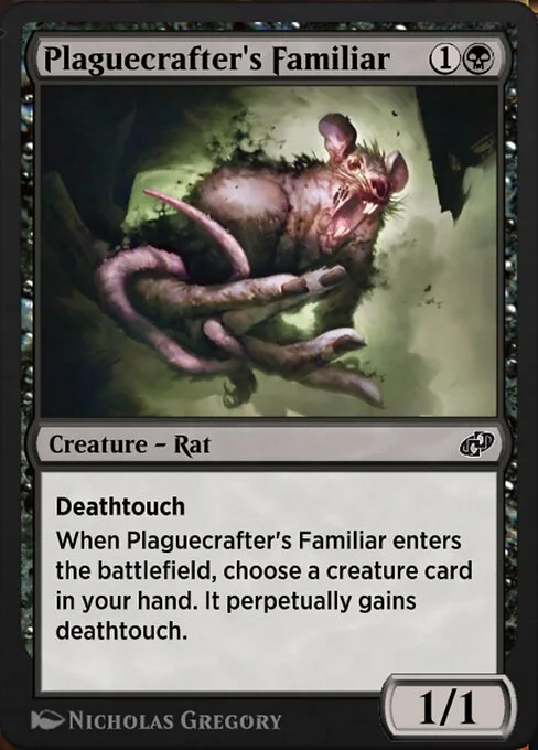 Plaguecrafter's Familiar, carta Magic di tipo Creature — Rat illustrata da Nicholas Gregory