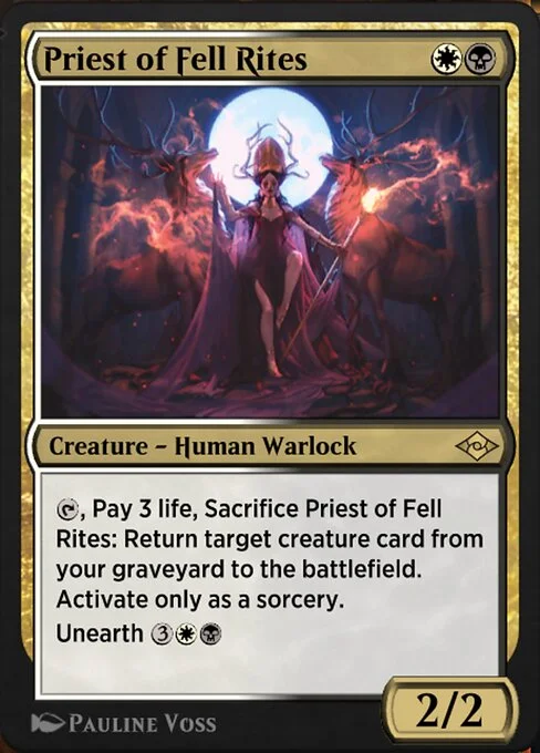 Priest of Fell Rites, carta Magic di tipo Creature — Human Warlock illustrata da Pauline Voss
