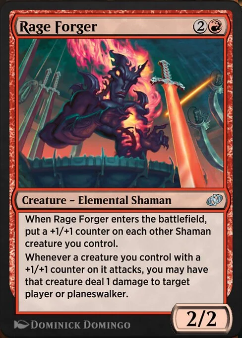 Rage Forger, carta Magic di tipo Creature — Elemental Shaman illustrata da Dominick Domingo