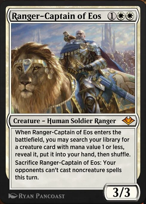 Ranger-Captain of Eos, carta Magic di tipo Creature — Human Soldier Ranger illustrata da Ryan Pancoast