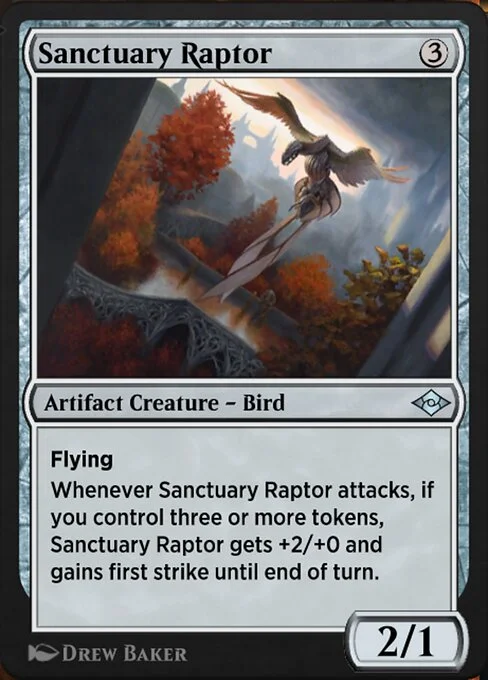 Sanctuary Raptor, carta Magic di tipo Artifact Creature — Bird illustrata da Drew Baker