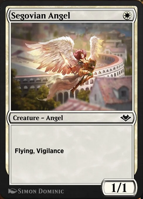 Segovian Angel, carta Magic di tipo Creature — Angel illustrata da Simon Dominic