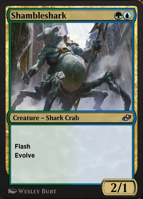 Shambleshark, carta Magic di tipo Creature — Shark Crab illustrata da Wesley Burt