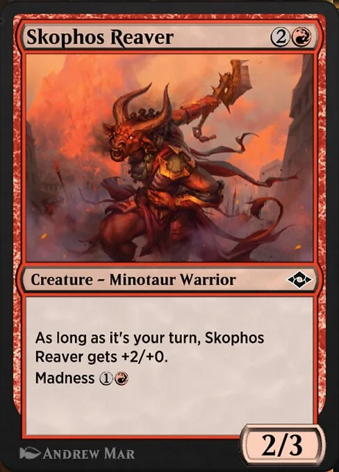 Skophos Reaver, carta Magic di tipo Creature — Minotaur Warrior illustrata da Andrew Mar