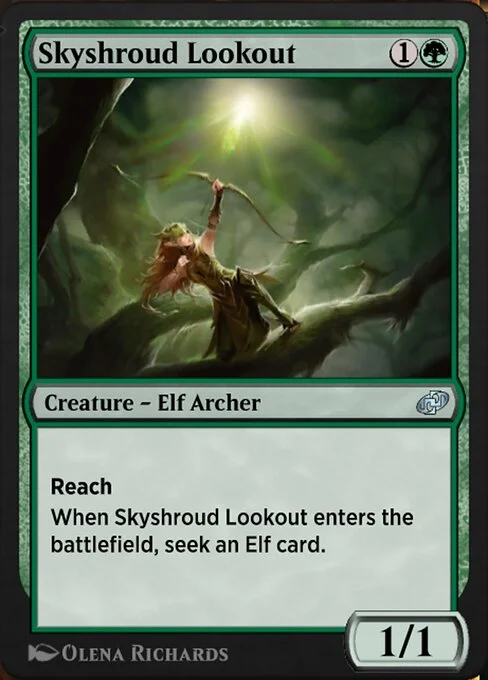 Skyshroud Lookout, carta Magic di tipo Creature — Elf Archer illustrata da Olena Richards
