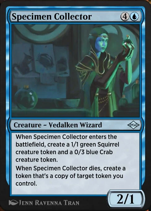 Specimen Collector, carta Magic di tipo Creature — Vedalken Wizard illustrata da Ravenna Tran