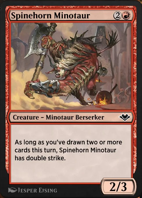 Spinehorn Minotaur, carta Magic di tipo Creature — Minotaur Berserker illustrata da Jesper Ejsing
