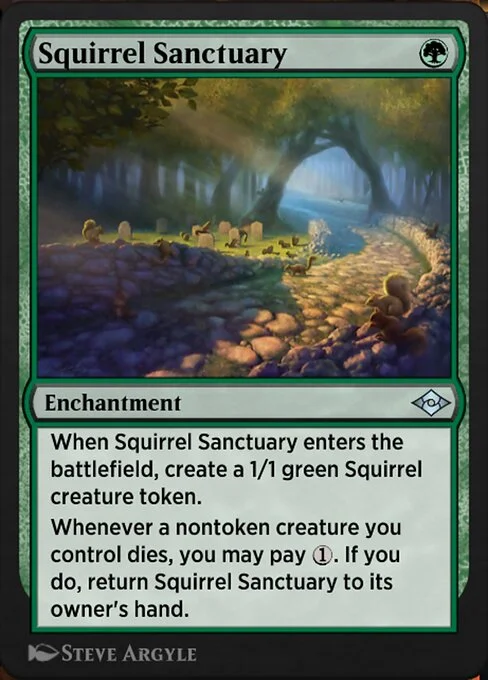 Squirrel Sanctuary, carta Magic di tipo Enchantment illustrata da Steve Argyle